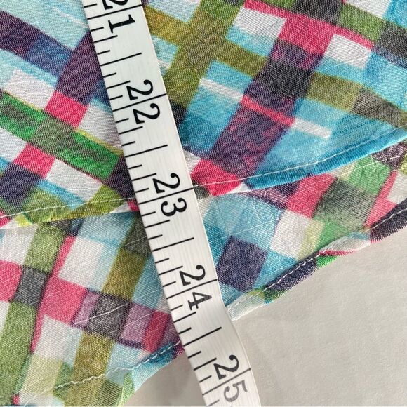 Zac & Rachel Checkered Lightweight Button Front Popover Blouse Women’s Size M - Picture 9 of 9